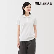 【MUJI 無印良品】女水洗鹿子織短袖POLO衫 M 白色