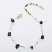 【水星記】順風順水八方來財隨型不規則天然水晶手鍊(08025) _珍珠+石榴石