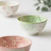 【日本野田】美濃燒｜花舞 陶瓷飯碗11cm ‧ 綠