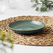 【日本野田】美濃燒｜潑水十草 陶瓷餐盤14cm ‧ 鉗綠