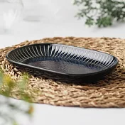 【日本野田】美濃燒｜潑水十草 陶瓷長型餐盤18.7cm ‧ 海碧