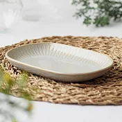 【日本野田】美濃燒｜潑水十草 陶瓷長型餐盤18.7cm ‧ 淺灰