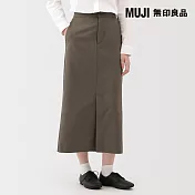【MUJI 無印良品】女撥水加工彈性直筒裙 S 深摩卡棕
