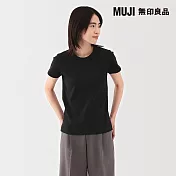 【MUJI 無印良品】女涼感不易汗染圓領短袖T恤 S 黑色