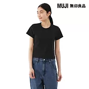 【MUJI 無印良品】女涼感不易汗染短版短袖T恤 S 黑色