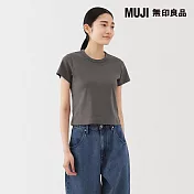 【MUJI 無印良品】女涼感不易汗染短版短袖T恤 S 墨灰