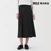 【MUJI 無印良品】女速乾平織布寬襬裙 S 黑色