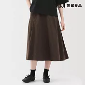 【MUJI 無印良品】女速乾平織布寬襬裙 S 棕格紋