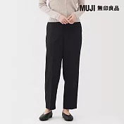 【MUJI 無印良品】女撥水加工彈性錐形褲 S 暗藍