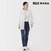 【MUJI 無印良品】女速乾平織布七分袖襯衫式長版衫 S 白色