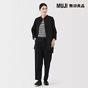 【MUJI 無印良品】女速乾平織布七分袖襯衫式長版衫 S 黑色