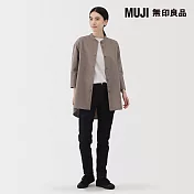 【MUJI 無印良品】女速乾平織布七分袖襯衫式長版衫 S 摩卡棕