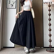 【AMIEE】山本風涼感冰絲顯瘦褲裙(KDPY-415) M 黑色