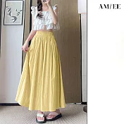 【AMIEE】山本風涼感冰絲顯瘦褲裙(KDPY-415) M 嫩黃色