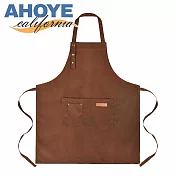 【AHOYE】三扣耐磨防水防油汙雙口袋圍裙 1入組 (廚房圍裙 工作圍裙) 淺咖色