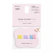 【日本Kanmido】coco fusen TAS 附珠鍊攜帶式標籤貼 ‧ 花型/粉紅