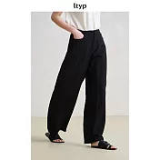 ltyp旅途原品 肌理皺感亞麻混紡立裁鐮刀褲 文藝簡約休閒褲子 M-XL M 經典黑