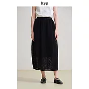 ltyp旅途原品 手編風格蕾絲立體花苞半裙 時尚優雅鏤空半身裙 M L  M 經典黑