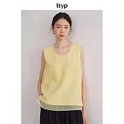 ltyp旅途原品 真絲可水洗皺感乾絲背心 夏季設計感假兩件無袖上衣 M L  M 奶油黃