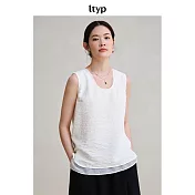 ltyp旅途原品 真絲可水洗皺感乾絲背心 夏季設計感假兩件無袖上衣 M L  M 象牙白