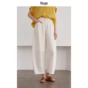 ltyp旅途原品 真絲可水洗乾絲立體分割奶奶褲 極簡八分休閒褲 M L  M 象牙白