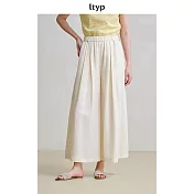 ltyp旅途原品 天絲亞麻褶皺大闊感裙褲 文藝時尚小眾通勤闊腿褲女 M L  M 杏白色