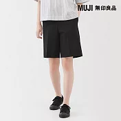 【MUJI 無印良品】女不易起皺短褲 S 黑色