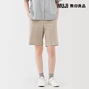 【MUJI 無印良品】女不易起皺短褲 S 淺米