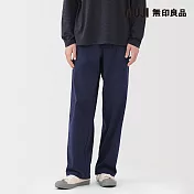 【MUJI 無印良品】男縱橫彈性人字紋工作褲 XL 暗藍