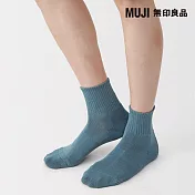 【MUJI 無印良品】男圈絨直角短襪25-27cm 土藍色