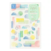 MIDORI Yuru Log貼紙2枚- 水彩拼貼