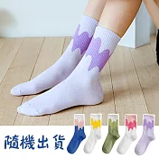 【AnZa】休閒運動純棉學生襪中筒襪短襪(顏色隨機) 冰淇淋襪(隨機出貨)