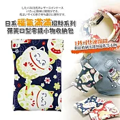 【Sayaka紗彌佳】日系福氣滿滿招財系列彈簧口型零錢小物收納包 -招財貓藍色款