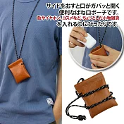 【Sayaka紗彌佳】日系男女兼用 皮革彈簧口型掛脖式 零錢小物收納包 -單一款式