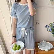 【AnZa】糖果色冰絲居家服上衣短褲(5色)     FREE 水藍色