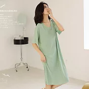 【AnZa】V領冰絲居家服連身裙涼涼裙(4色)     FREE 清新綠
