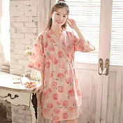 【AnZa】日式和服純棉印花居家睡衣睡袍(3色)       FREE 水蜜桃