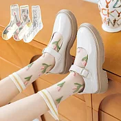 【AnZa】玻璃絲花卉輕薄中筒襪(3入組)     圖片色