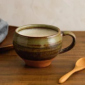 【日本Minoru】Nagara窯燒紋釉 陶瓷馬克杯280ml ‧ 栗皮茶