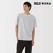 【MUJI 無印良品】男天竺圓領短袖T恤 S 白橫紋
