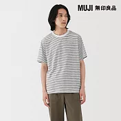 【MUJI 無印良品】男天竺圓領短袖T恤 L 白紋樣