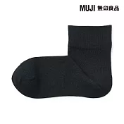 【MUJI 無印良品】女足口柔軟莫代爾混輕薄直角短襪23-25cm 黑色