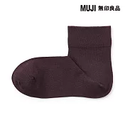 【MUJI 無印良品】女足口柔軟莫代爾混輕薄直角短襪23-25cm 紫紅