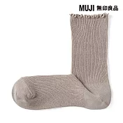 【MUJI 無印良品】女足口柔軟莫代爾混捲邊直角襪23-25cm 淡棕