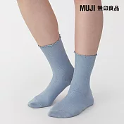 【MUJI 無印良品】女足口柔軟莫代爾混捲邊直角襪23-25cm 煙燻藍