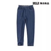 【MUJI 無印良品】兒童彈性針織丹寧感緊身褲 110 深藍