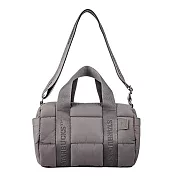 [星巴克]灰棕尼龍絎縫圓筒側背包