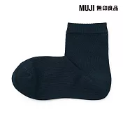 【MUJI 無印良品】女足口柔軟舒適直角短襪23-25cm 暗藍
