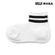 【MUJI 無印良品】女足口柔軟舒適足底圈絨直角短襪23-25cm 柔白橫紋
