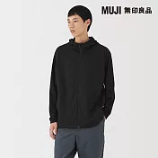 【MUJI 無印良品】男抗UV速乾可攜式拉鍊連帽外套 S 黑色